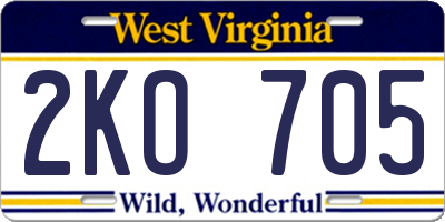 WV license plate 2KO705