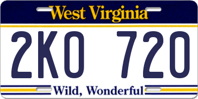 WV license plate 2KO720