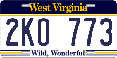 WV license plate 2KO773