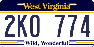 WV license plate 2KO774