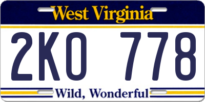 WV license plate 2KO778