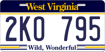 WV license plate 2KO795