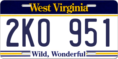 WV license plate 2KO951