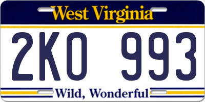 WV license plate 2KO993