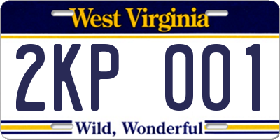 WV license plate 2KP001