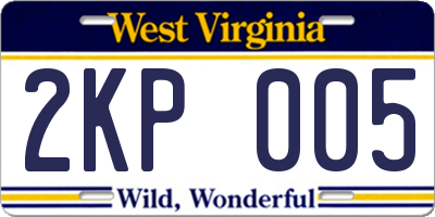 WV license plate 2KP005