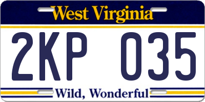 WV license plate 2KP035