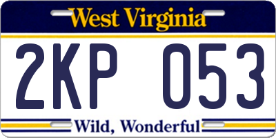 WV license plate 2KP053