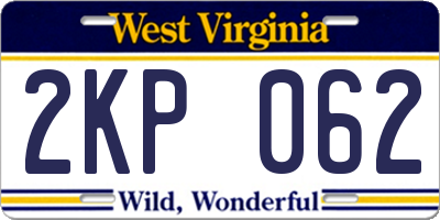 WV license plate 2KP062