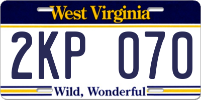 WV license plate 2KP070