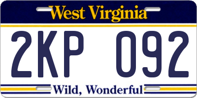 WV license plate 2KP092