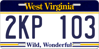 WV license plate 2KP103