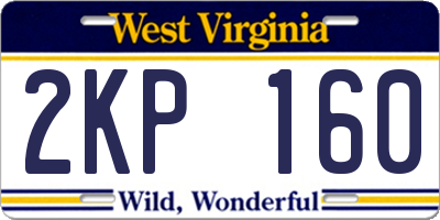 WV license plate 2KP160