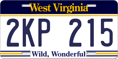 WV license plate 2KP215