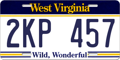 WV license plate 2KP457