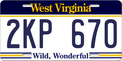 WV license plate 2KP670