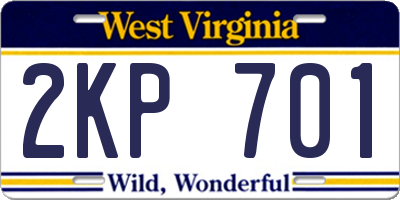 WV license plate 2KP701