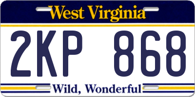 WV license plate 2KP868