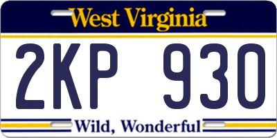 WV license plate 2KP930