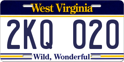 WV license plate 2KQ020
