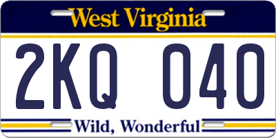 WV license plate 2KQ040