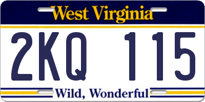 WV license plate 2KQ115