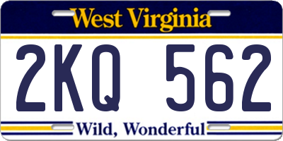 WV license plate 2KQ562