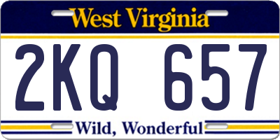 WV license plate 2KQ657