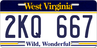 WV license plate 2KQ667