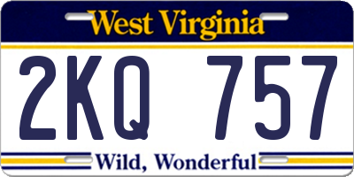 WV license plate 2KQ757