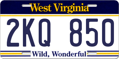 WV license plate 2KQ850