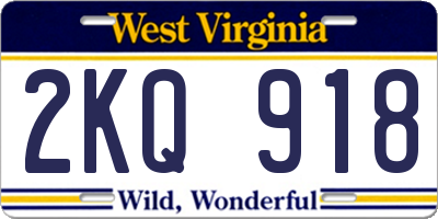 WV license plate 2KQ918