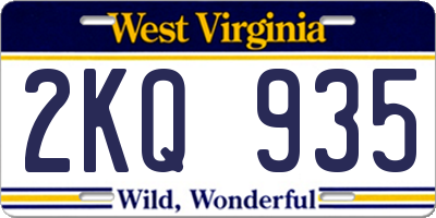 WV license plate 2KQ935