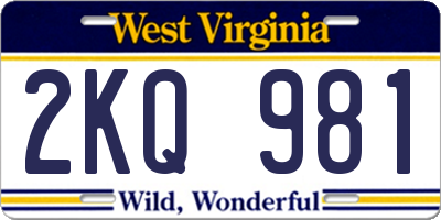 WV license plate 2KQ981