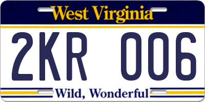 WV license plate 2KR006