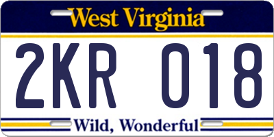 WV license plate 2KR018