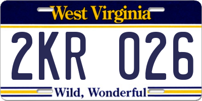 WV license plate 2KR026