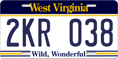 WV license plate 2KR038