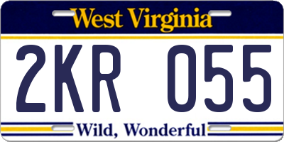 WV license plate 2KR055