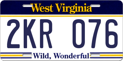 WV license plate 2KR076