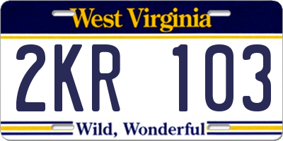 WV license plate 2KR103
