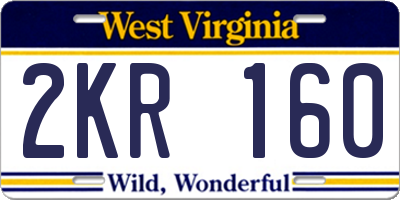 WV license plate 2KR160