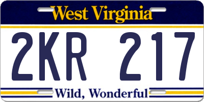 WV license plate 2KR217