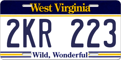 WV license plate 2KR223