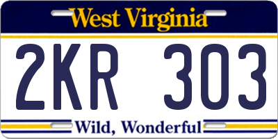 WV license plate 2KR303