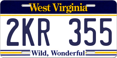WV license plate 2KR355