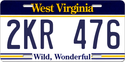WV license plate 2KR476