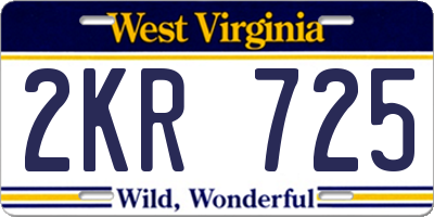 WV license plate 2KR725