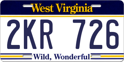 WV license plate 2KR726