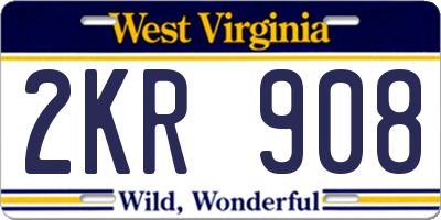 WV license plate 2KR908